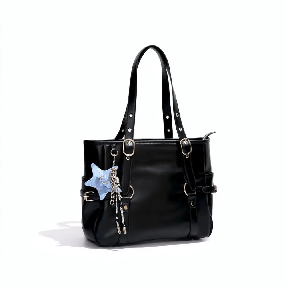 Elegant Black Tote Bag For Women Large Capacity Shoulder Handbag 2025 Winter Commuter Fashion Office Style Simple Street Trend