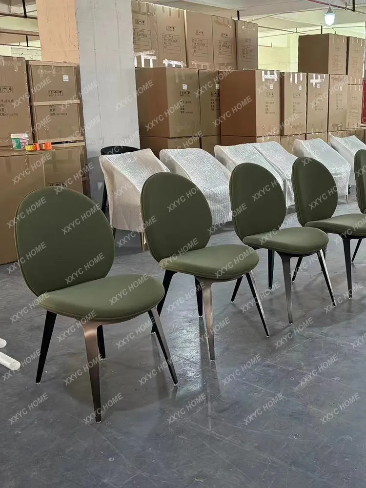 Genuine Leather Dining Chair, Light Luxury High-end Chair, Modern Minimalist Hotel Cafe Top Layer Cowhide