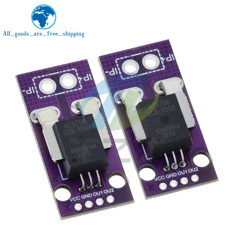 50A 100A Hall Current Sensor Module Linear Analog AC DC 3.3V-5V ACS758 ACS758LCB-050B 100B-PFF-T For Arduino RC Model Connector