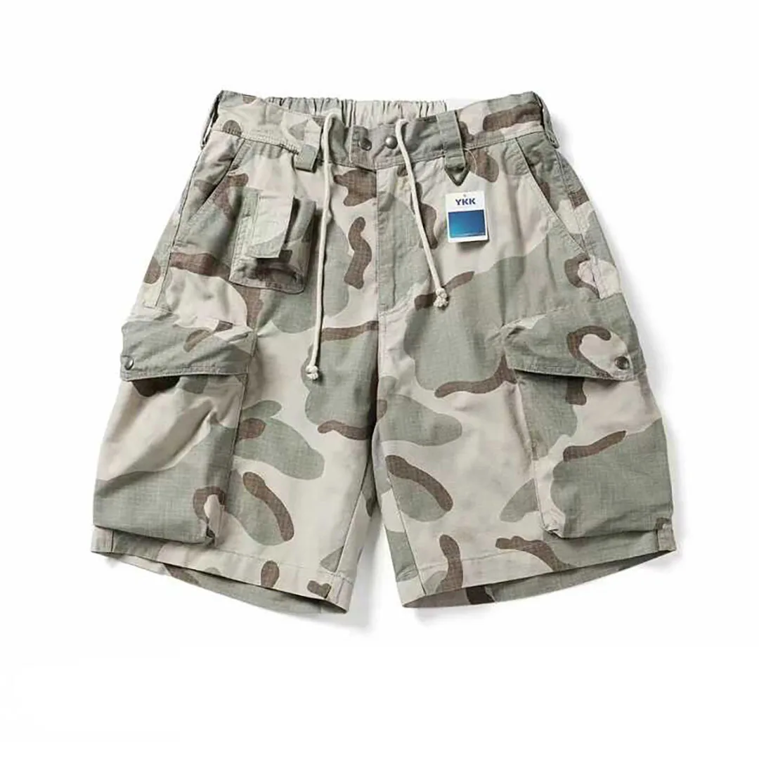 25ss Japanese Style City Camo Retro Personalized Camo Solid Color Multi Bag Workwear Pants Loose Drawstring