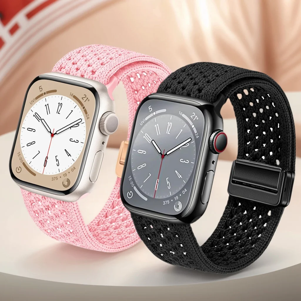 

Нейлоновый ремешок для Apple Watch Band 46 мм 44 мм 40 мм 42 мм 41 мм 45 мм 49 мм Дышащий браслет iWatch Series 11 10 9 8 7 6 SE 5 3 Ultra