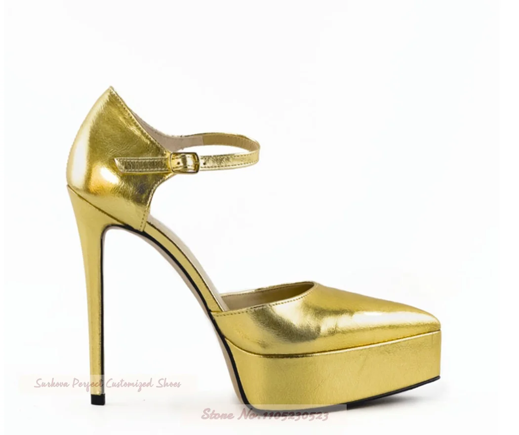 Lilac Purple Platform Pointed Toe High Heel Shoes Women Stiletto Heels Ankle Buckle Strap Banquet Pumps Shallow Footwear