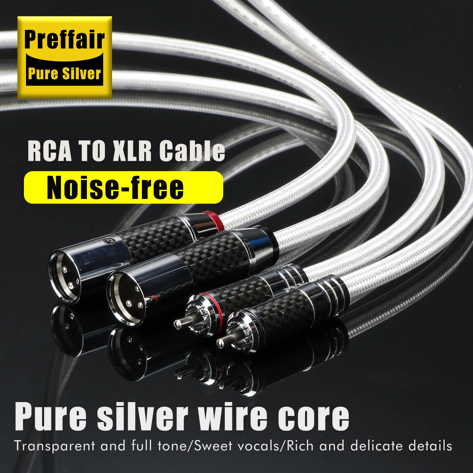 Hifi Pure Silver XLR Cable High quailty RCA to XLR Audio Cable Carbon Fiber RCA to XLR Male Rhodium Plated Connector for DAC