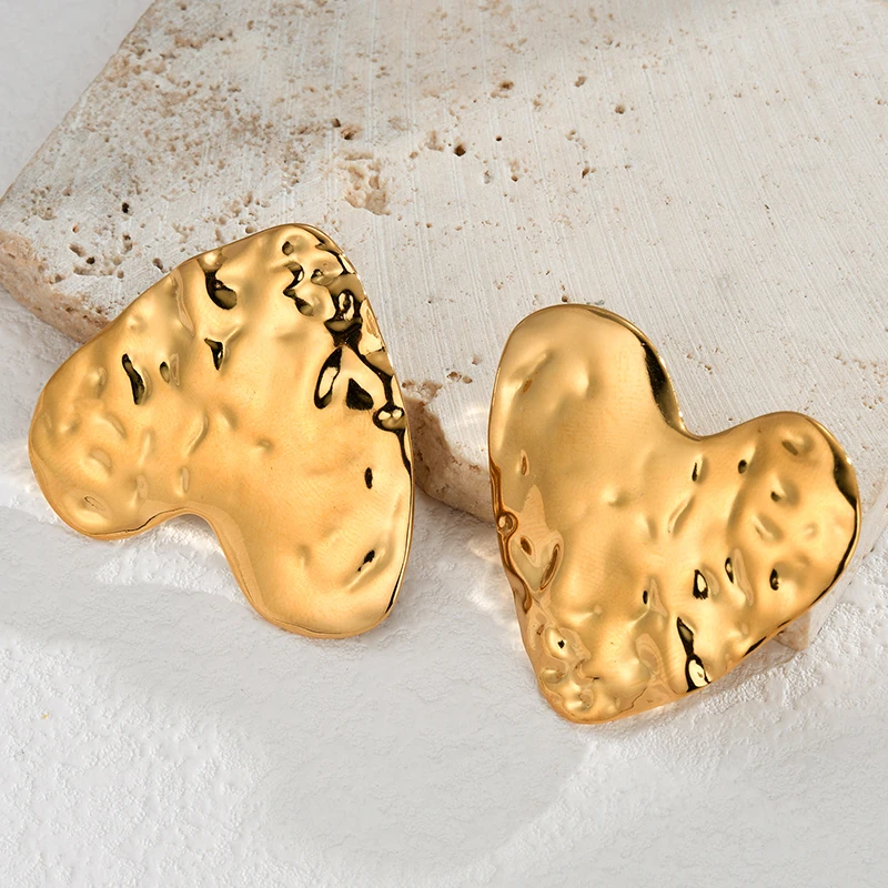 Multiple Styles Retro Exaggerated Earrings 14K Gold Plated Flower Irregular Stainless Steel Stud Ear For Women Jewelry Gifts