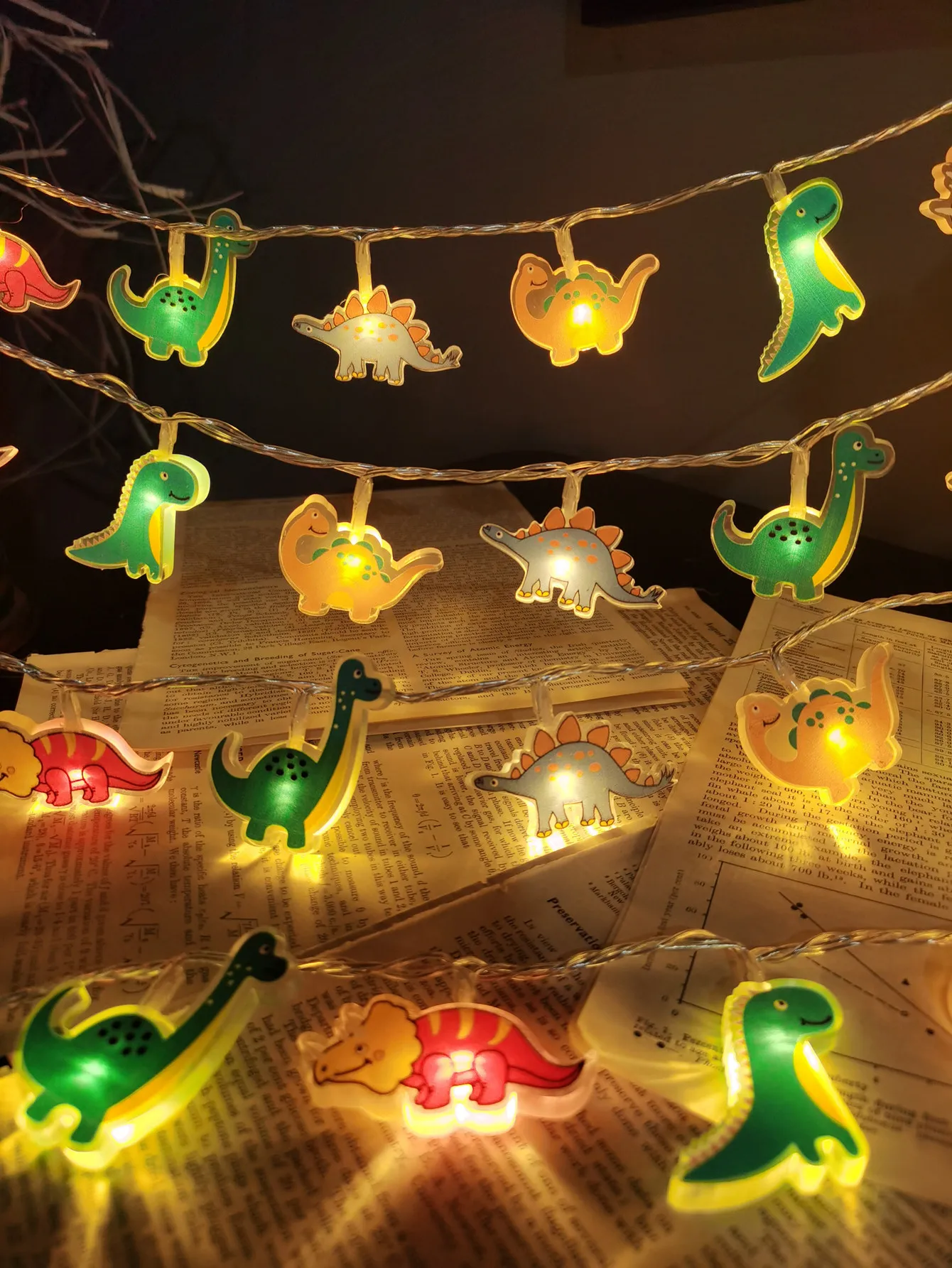 Cartoon Dinosaur LED String Lights Warm Fairy Lights Kids Room Birthday Party Indoor Decor Lamp Gift