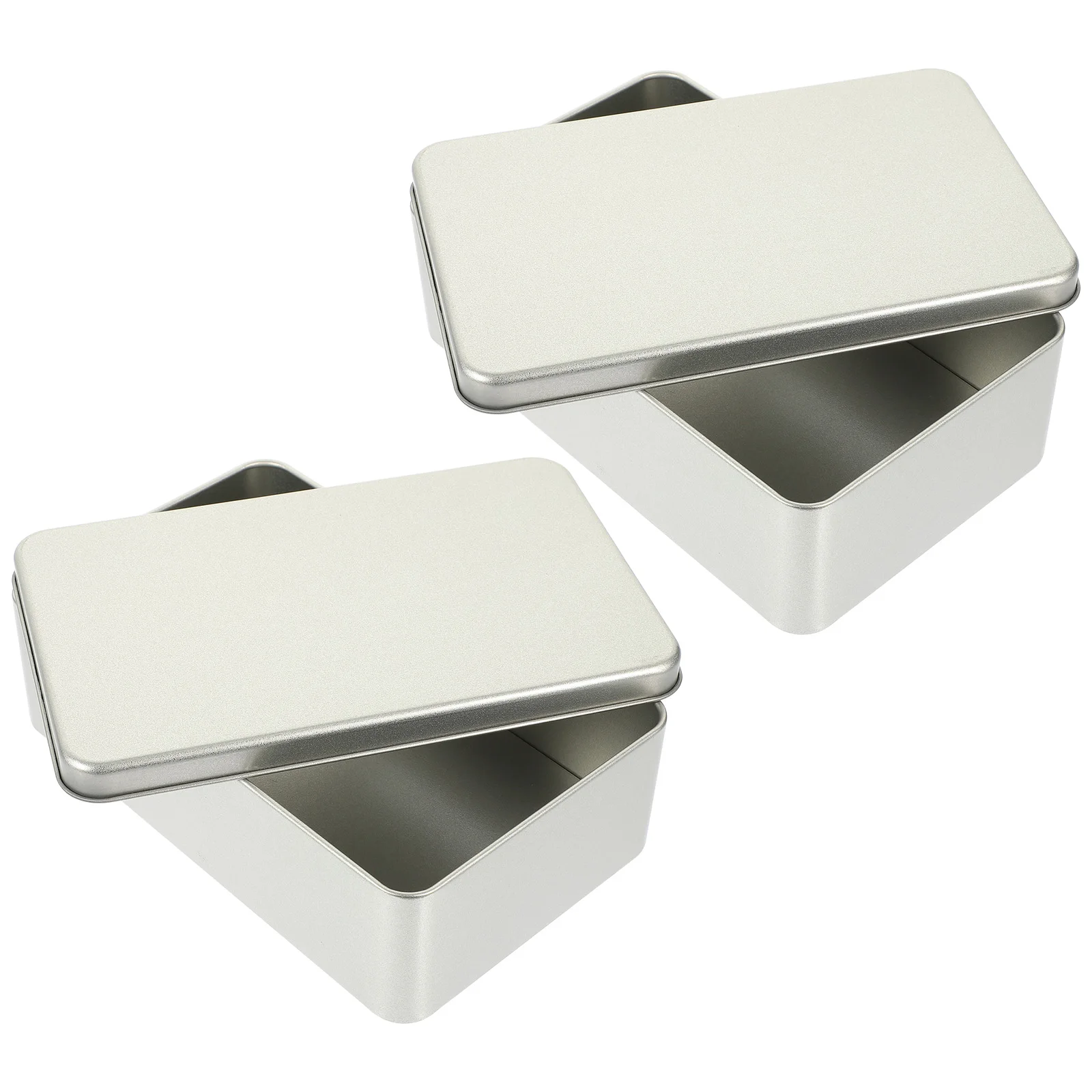 

2Pcs Cookie Boxes Food Containers Portable Size Storage Cases Tin Rack Tinplate Tins Household Storage