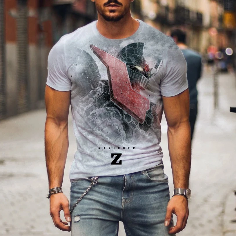 Hot Sale Mazinger Z T Shirt For Men Anime Robot 3D Print Short Sleeve T-shirts Women Fashion Streetwear Harajuku Kids Tops