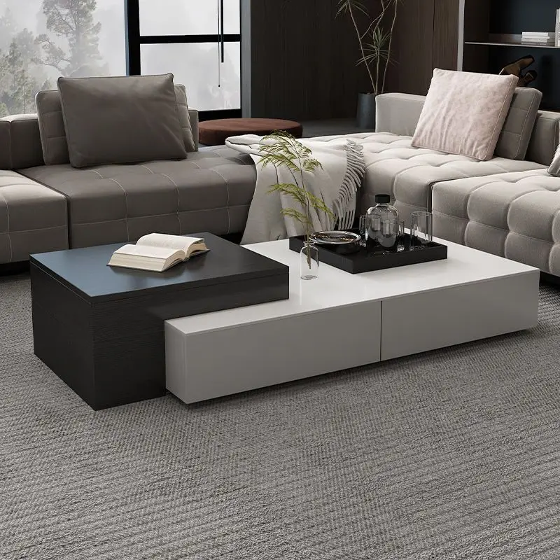 Factory Direct 2026 Italian minimalist multi-functional lifting rock slab coffee table living room