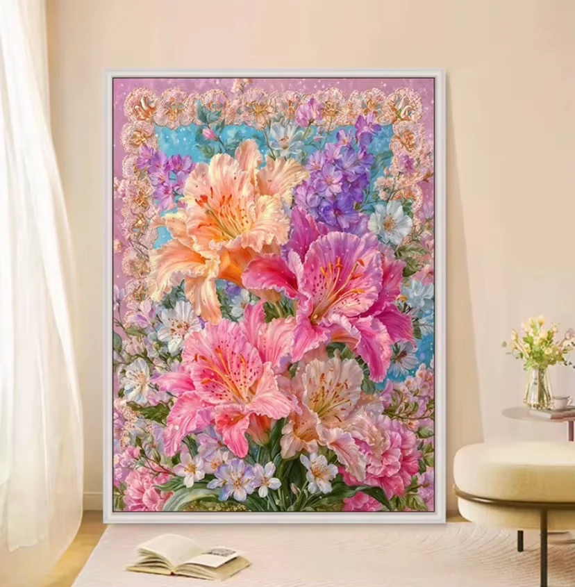 Diamond Painting Lily Flowers Mosaic Handmade Artwork Full Round/Square Diamonds For Beginners Gift Home Decor