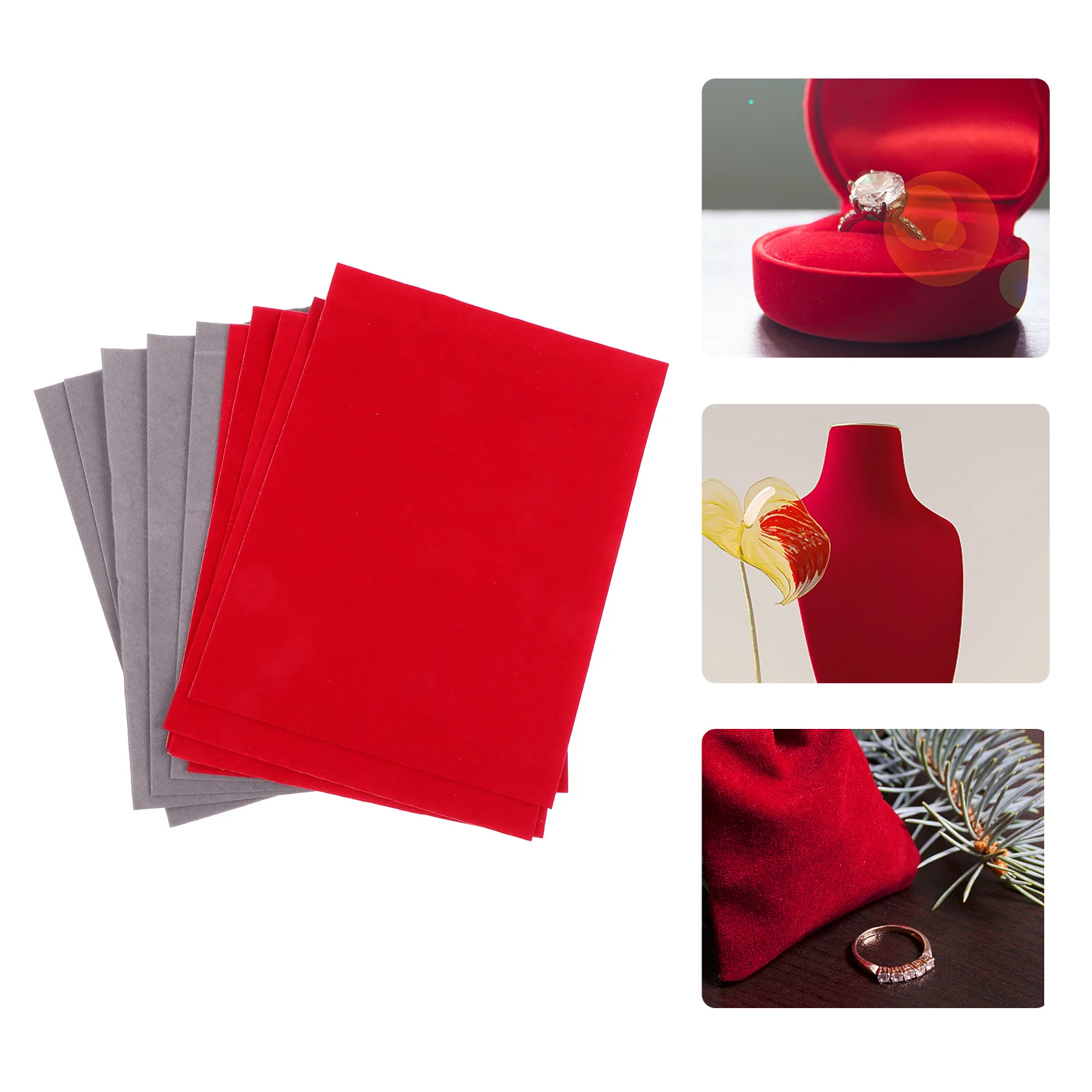 10 Sheets Self-Adhesive Flocked Cloth DIY Craft Wrapping Jewelry Box Packing Fabric Flocked Cloth Gift Box Inner