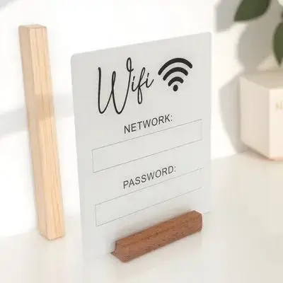 

Акриловая табличка с паролем Wi-Fi, легко чистящаяся, для напоминания о пароле в гостиничных номерах, офисах, отелях, знак беспроводной сети для гостей.