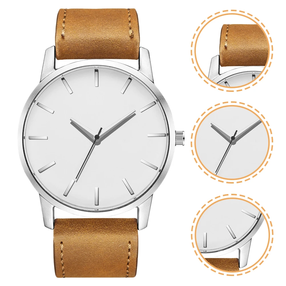 

Big Dial Men Wristwatch Pu Watch Adjustable Strap Durable Skin-Safe Rugged Design For Daily Male Belt