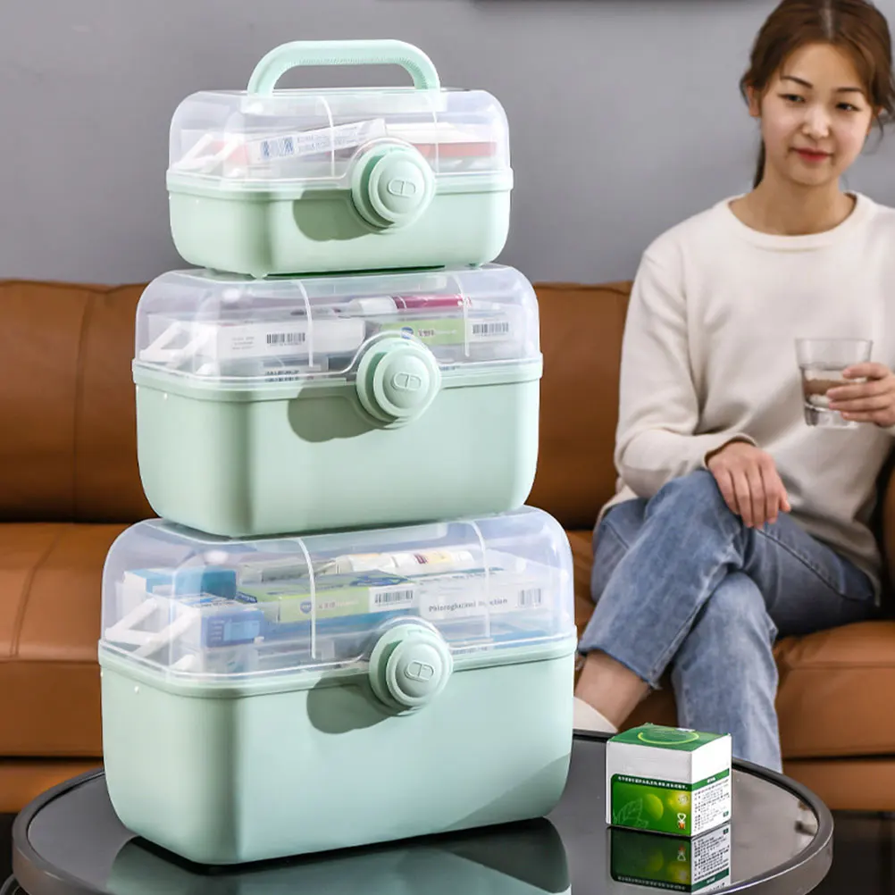 

Multi Layer Medicine Box Large Capacity Portable Medicine Storage Case For Family Home Office Travel Plastic Medical Organizer