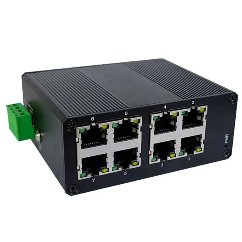

Exquisite-DIN Rail Mounted 8 Port 100M/1000M Industrial Ethernet Switch Mini Network Device IP40 Protection Plug And Play Design