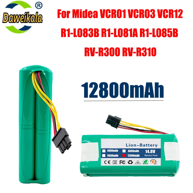 

New 14.4V 12800mAh Battery Pack for Midea VCR01 VCR03 VCR12 R1-L083B R1-L081A R1-L085B for Redmond RV-R300 RV-R310 Sweeper