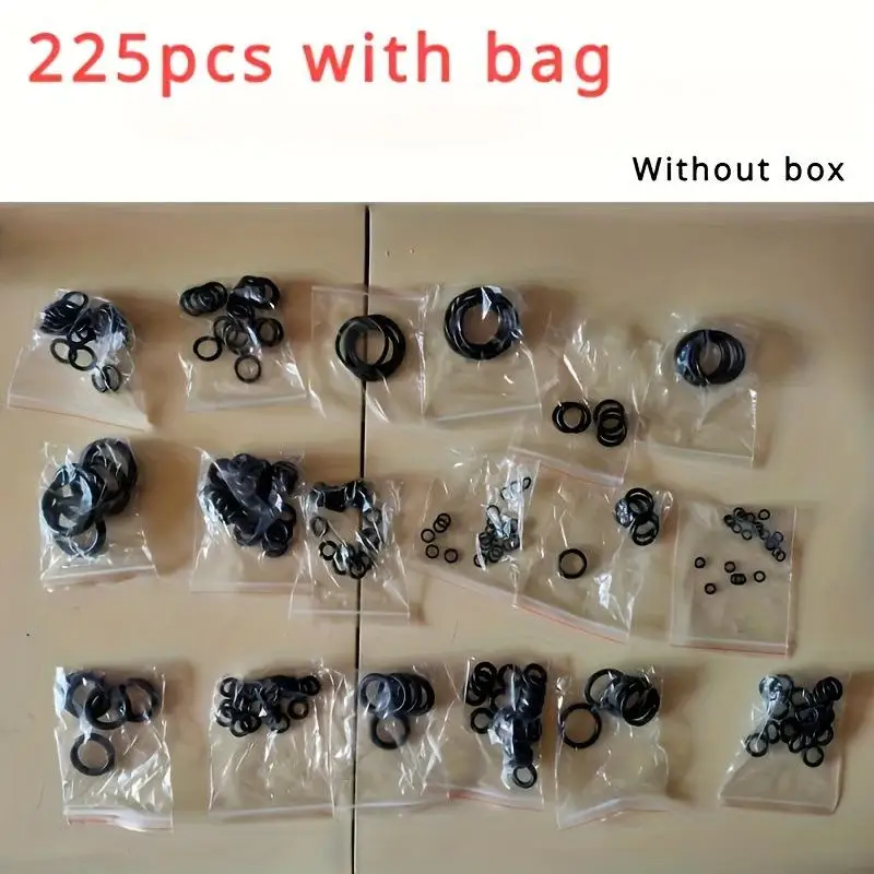 225 sztuk/worek Czarne Gumowe O-ringi Zestaw Uszczelek Podkładek Uszczelniających O-ringi 18 Rozmiarów