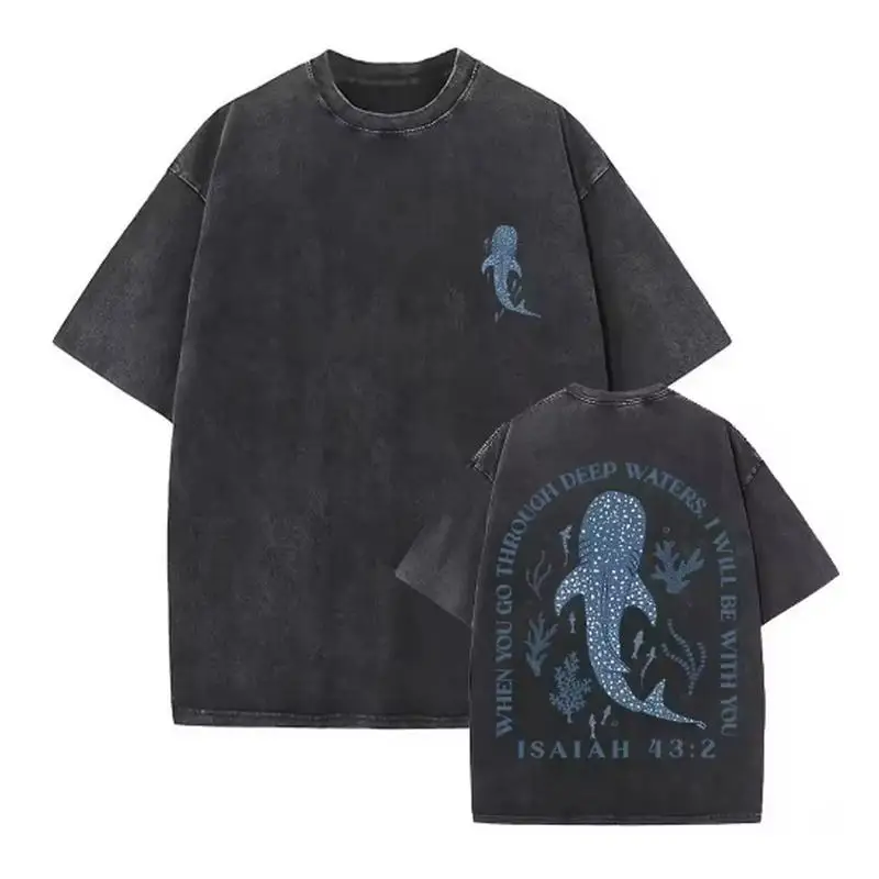 Neutral casual fashion loose T-shirt neutral breathable casual pure cotton outdoor pine wood high-quality short sleeve