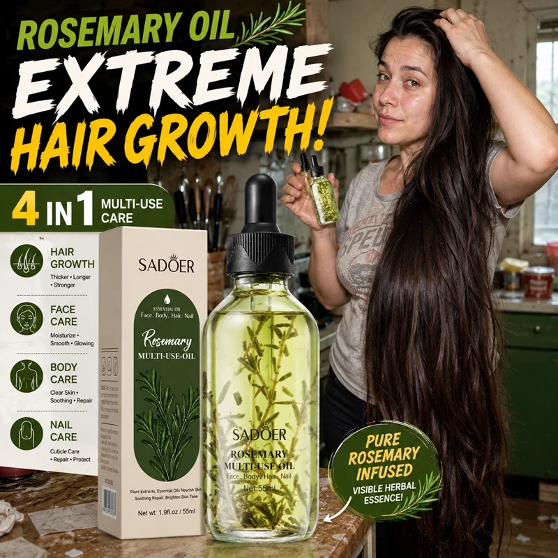 Rosemary Hair Growth Oil Anti Hair Loss Multi-Use Serum Face Body Nail Care Moisturiz Brightening Pore Refining Massage Oil 55ML