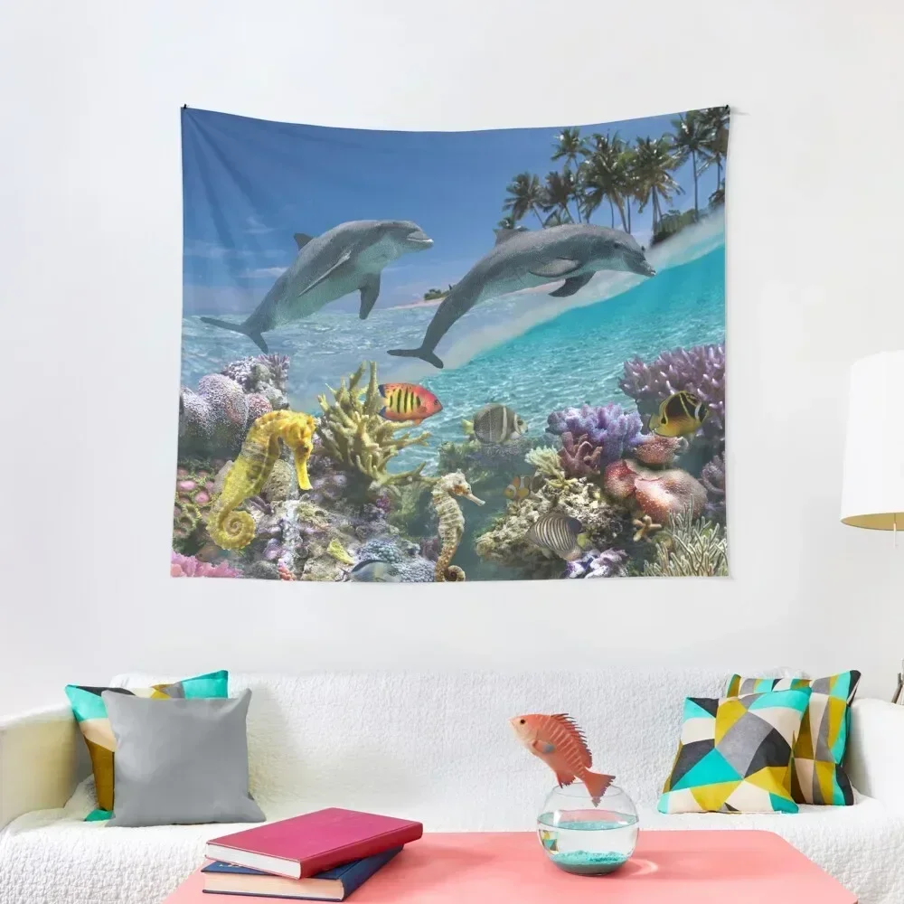 

Coral Reef and Dolphins Tapestry House Decorations Home Decor Accessories Hanging Wall Decoration Room Tapestry