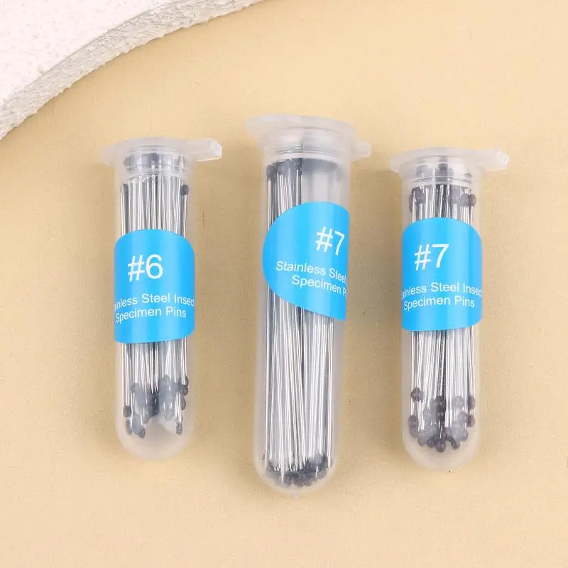 【K】100Pcs Stainless Steel  Pins Specimen Needle With Plastic Box For School Lab Entomology Body Dissection  Needle