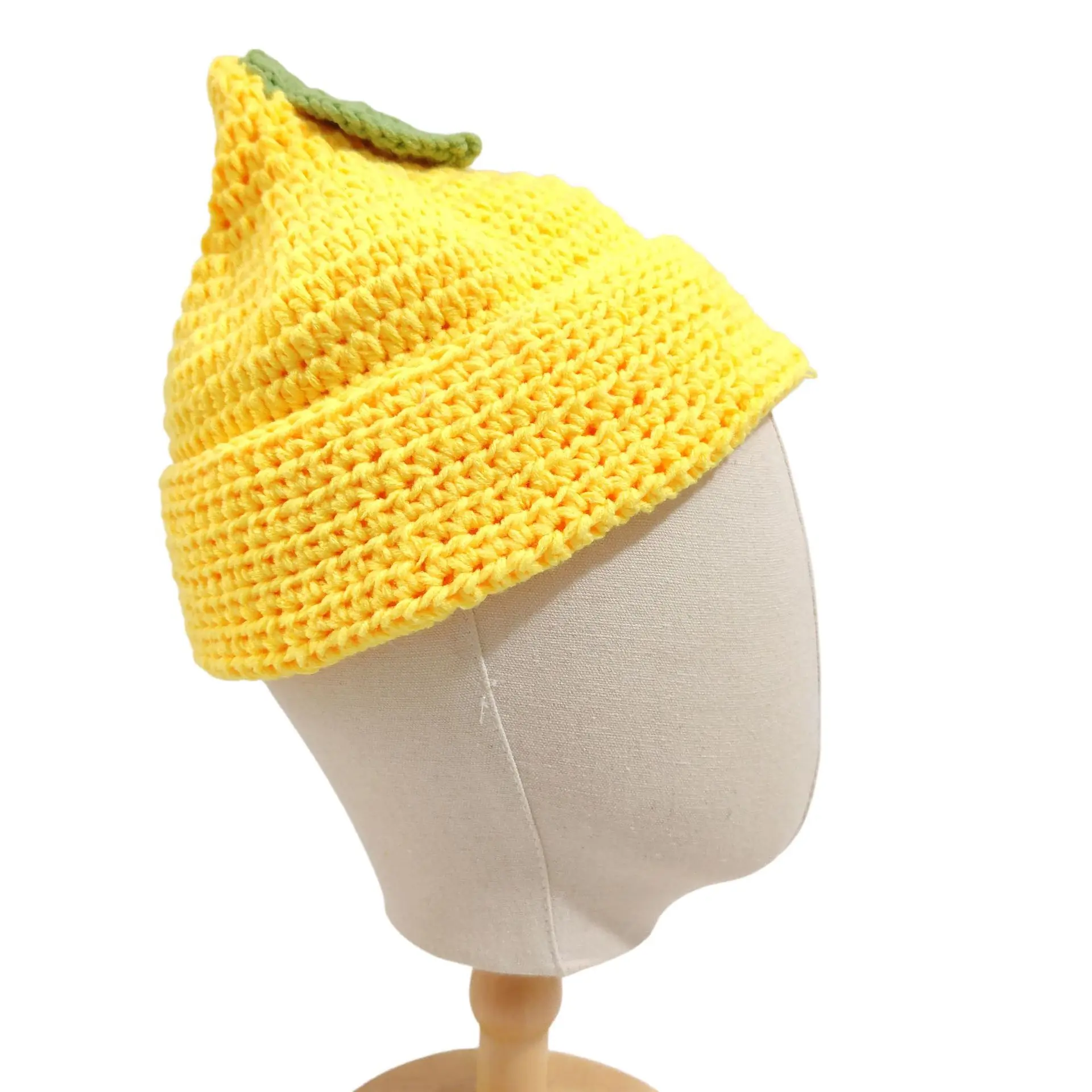 Unisex Handmade Crocheted Hats And Hats With Orange, Lemon, Orangefunny Shapeshollowed Out And Folded Knitted Pullover Hats view 5