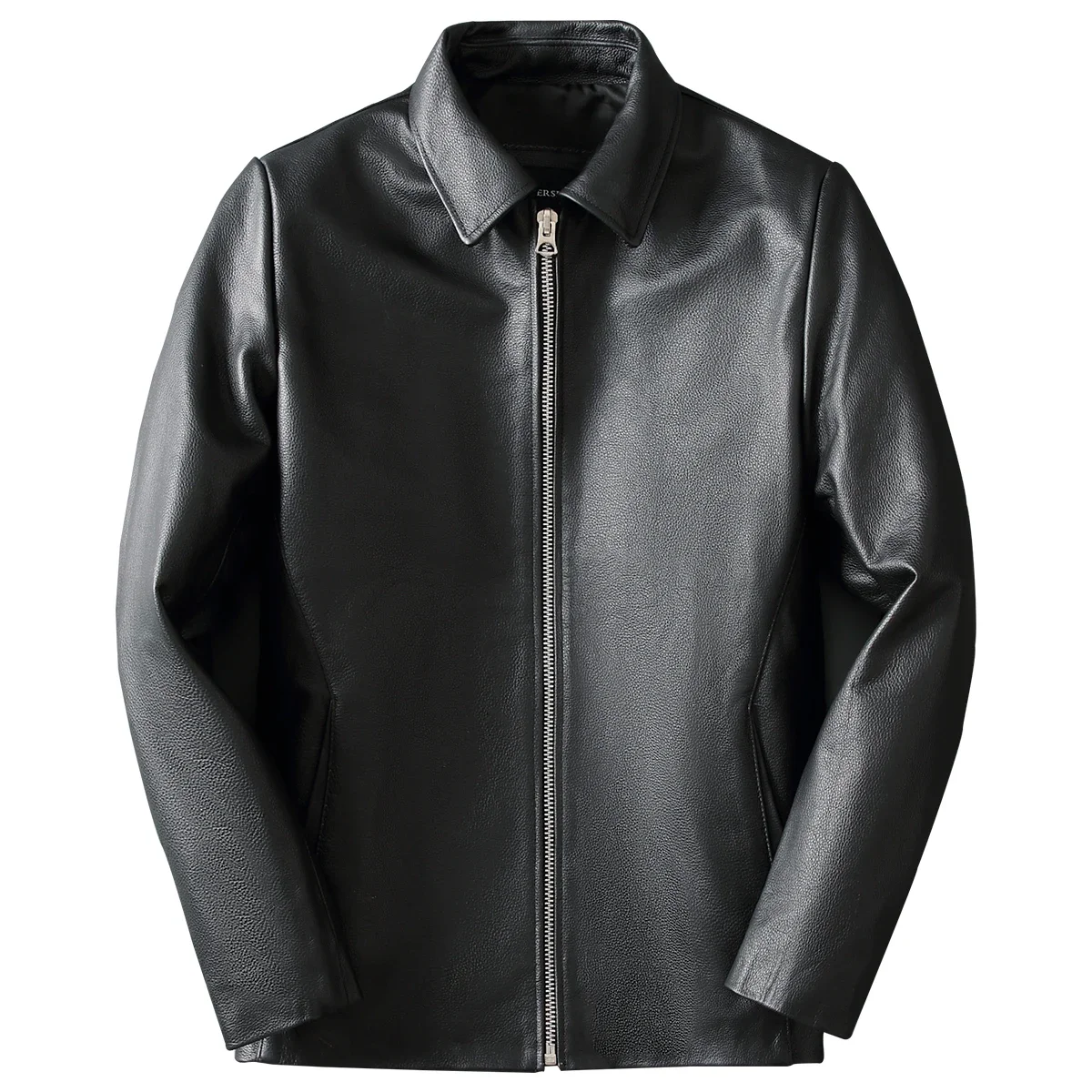 Men Leather Jacket Spring Autumn Soft Top Layer Cowhide Leather Loose Jacket Black Brown Lapel Natural Calfskin Classic Jacket