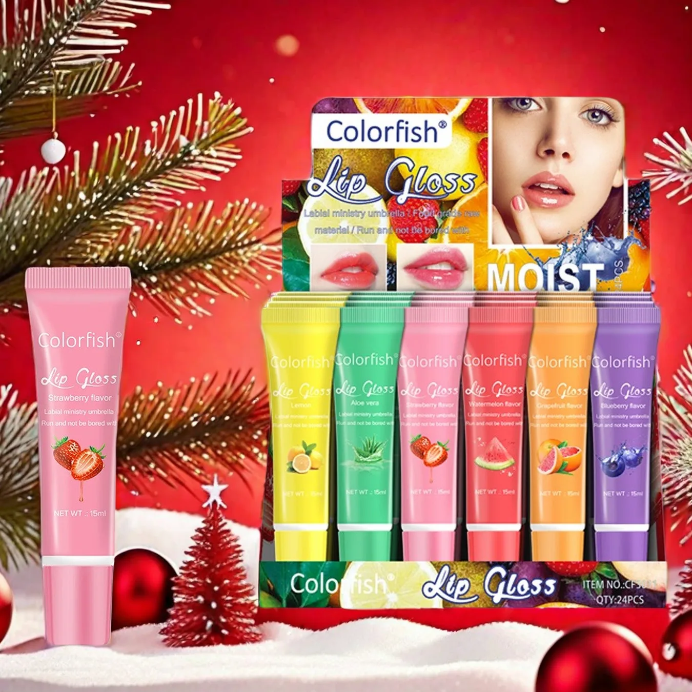 24PCS Flower and Fruit Lip Balm set moisturizes, improves lip condition and moisturizes Valentine\'s Day gift party gifts