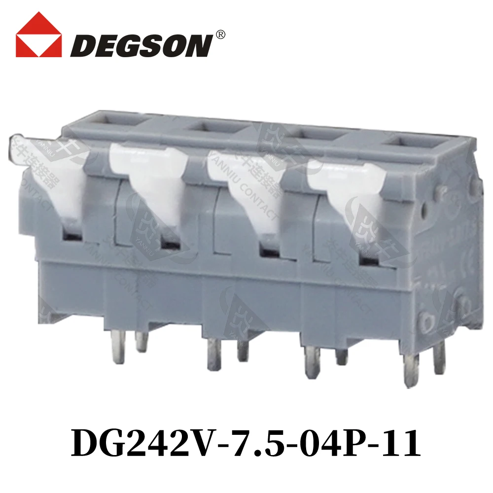 10Pcs DEGSON DG242V-7.5-02P-14-00ZH DG242V-7.62 Spring PCB Terminal Blocks KFDG242V 2P-12P UL94V-0 Phoenix  Contact 17A 750V