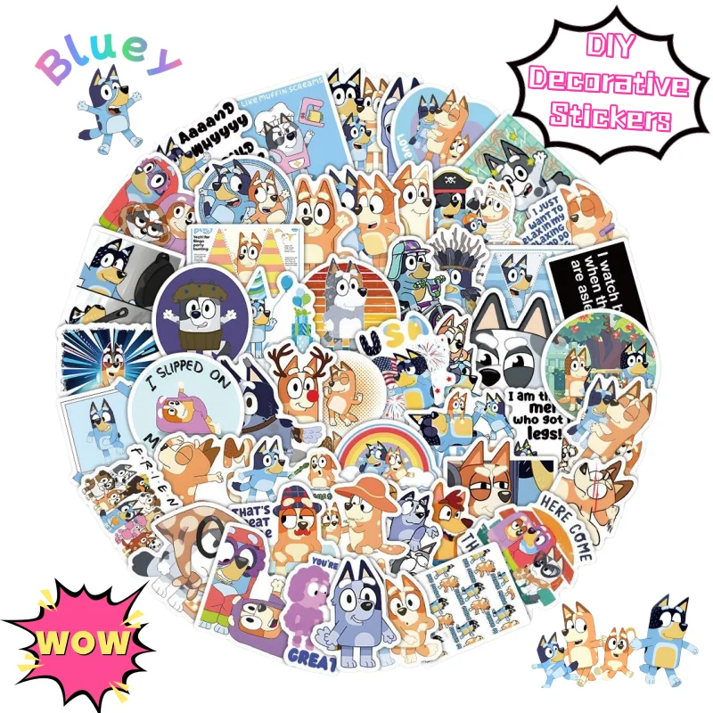 

New Bluey Bingo Bandit Chilli Creative DIY Sticker Cartoon Cute Animal Shape Pattern Decoration Desk Handbook Notebook Sticker