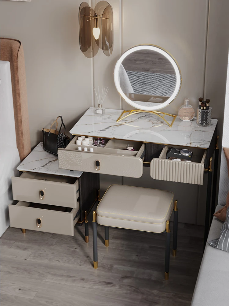 

LL Advanced Stone Plate Dressing Table Bedside Table Integrated Bedroom Simple Makeup Table Storage Cabinet