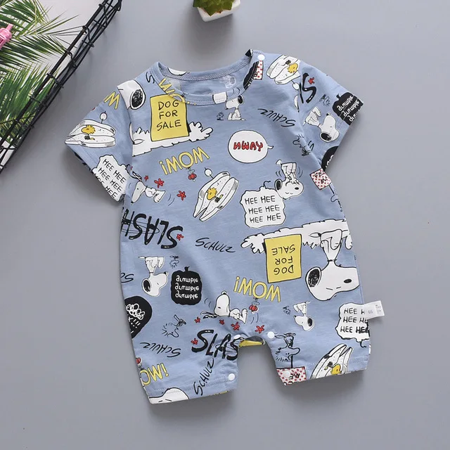 Newborn Summer Baby Boy Romper Short Sleeve Cotton Infant Jumpsuit Cartoon Printed Baby Girl Rompers Newborn Baby Clothes