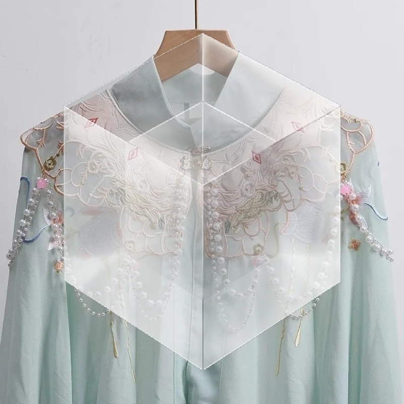 Graceful Hanfu Collar Featuring Stunning Pearl Embroidery Ideal for Cultural Celebrations