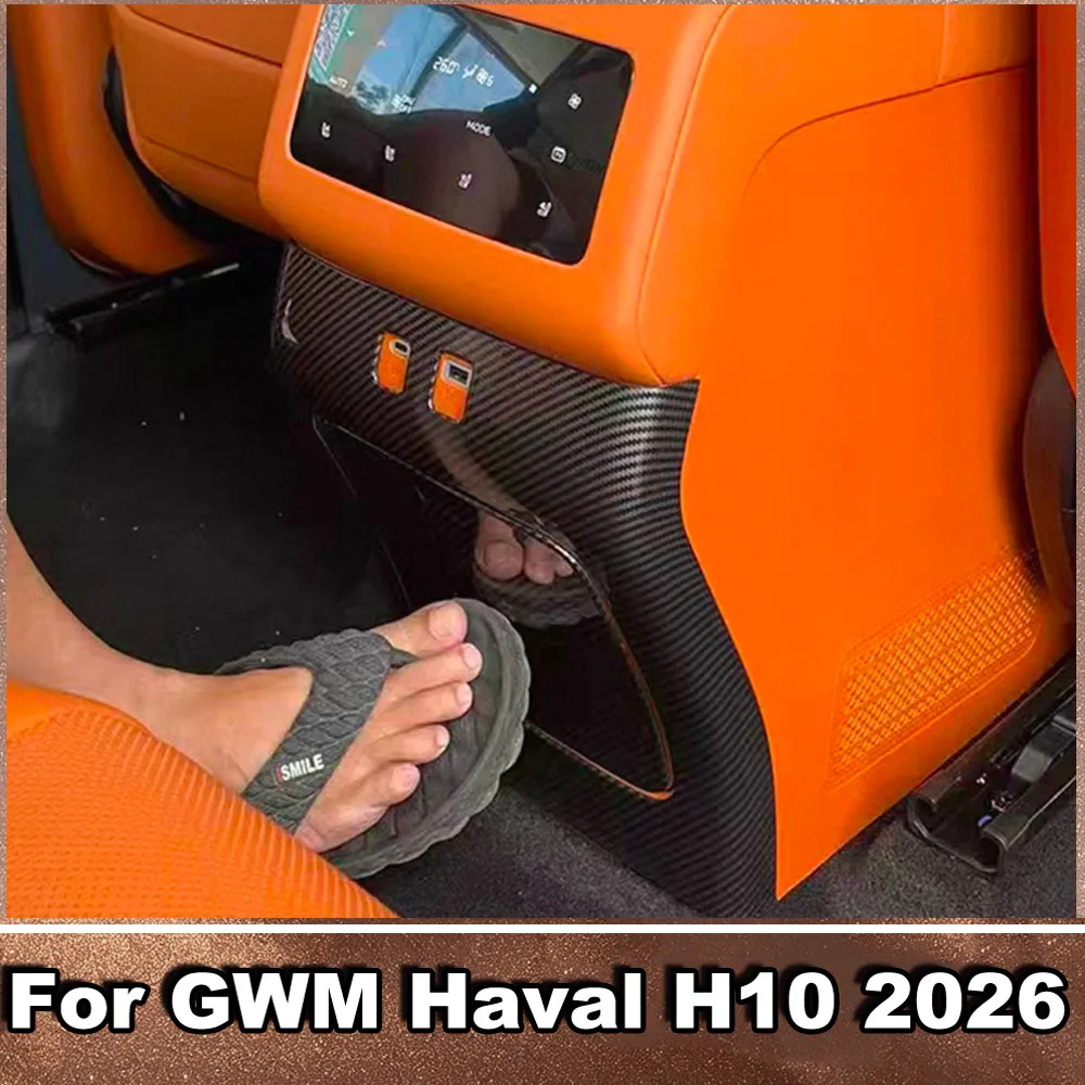 Carbon Fiber Pattern Rear Air Vent Anti‑Kick Panel   For GWM Haval H10 2026 Wear‑Resistant Rear Console Guard Trim Accessories