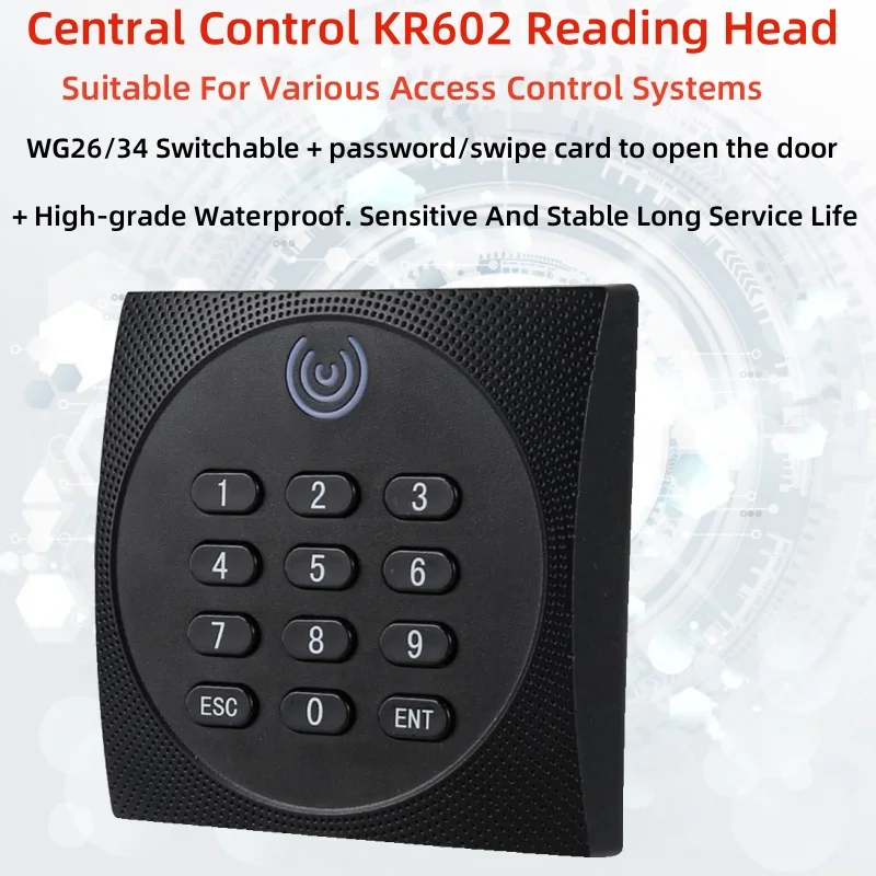 

Waterproof 125KHz 13.56Mhz Wiegand26 34 Access Control Door entry outdoor Syste Proximity keypad ZK KR602 RFID IC ID Reader