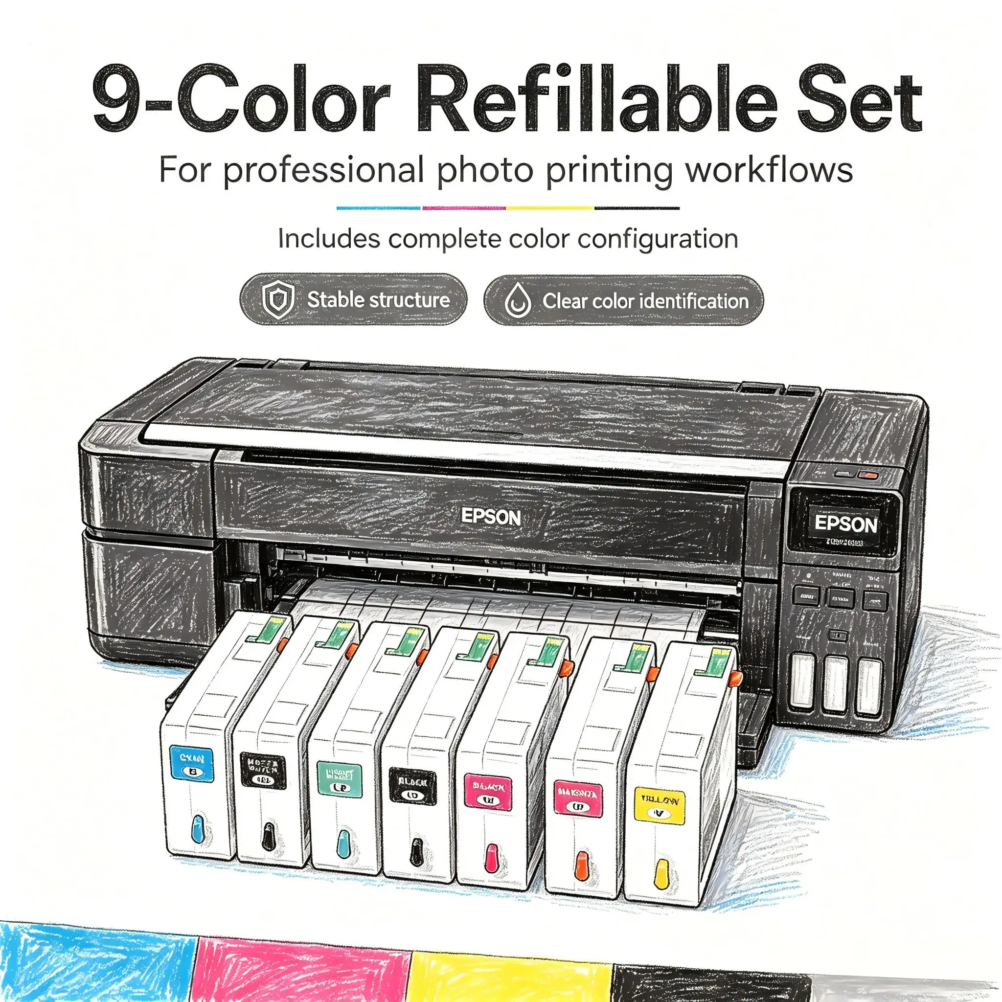 80M 9 Colors 3880 Refillable Ink Cartridges with ARC Chips For Epson Stylus Pro3800 3880 3890 3850 Printer Ink Cartridges
