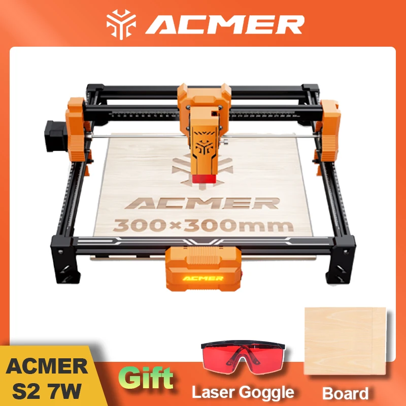 ACMER S2 7W Laser Engraver Cut Engraving Machine Engrave Wood Acrylic Glass Leather Lacquered Metal Ceramic for Handcraft Tool