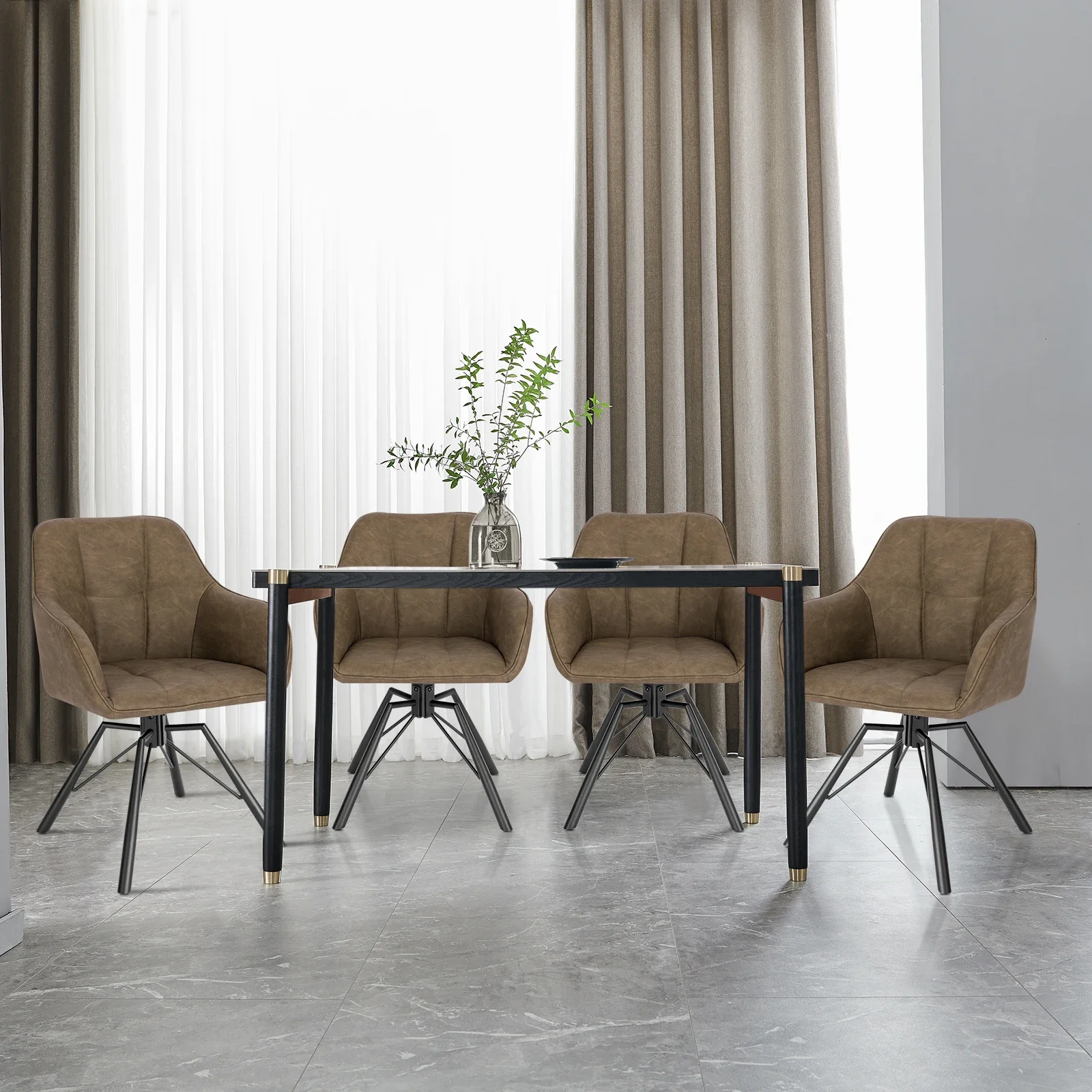 WOLTU 2 Stück/Set gepolsterter, bequemer Küchenstuhl, drehbarer Esszimmerstuhl mit Armlehnen und Rückenlehne für Restaurant, Wohnzimmer, Zuhause – Detail 30