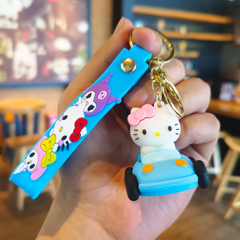 Anime cartoon Sanrio Hello Kitty keychain boy girl schoolbag key ring pendant PVC couple bag pendant car keychain