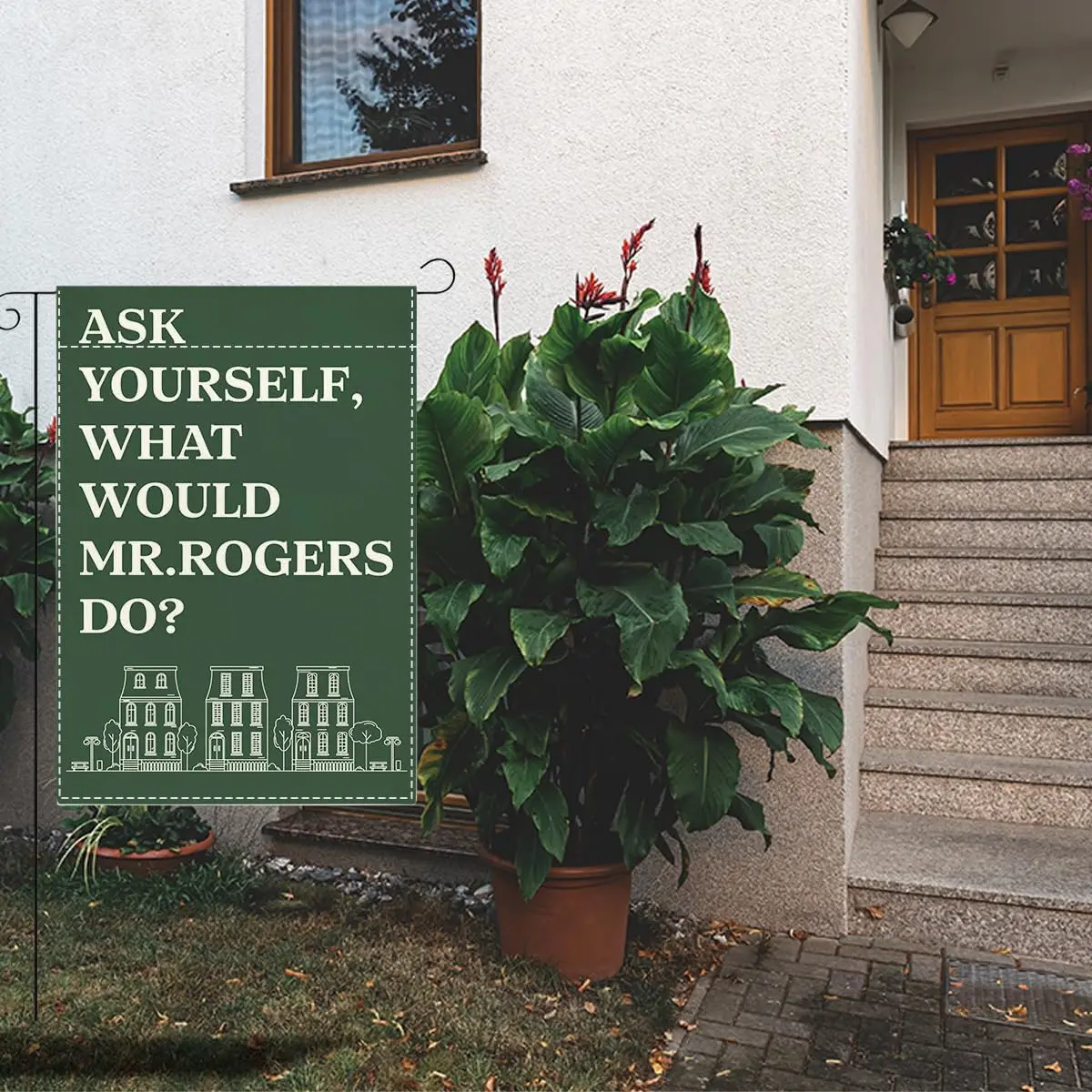 Funny Inclusive Welcome Sign Garden Flag Ask Yourself Yard Flag Small Double Sided Burlap Garden Flags Decor for Outside Yar kkz