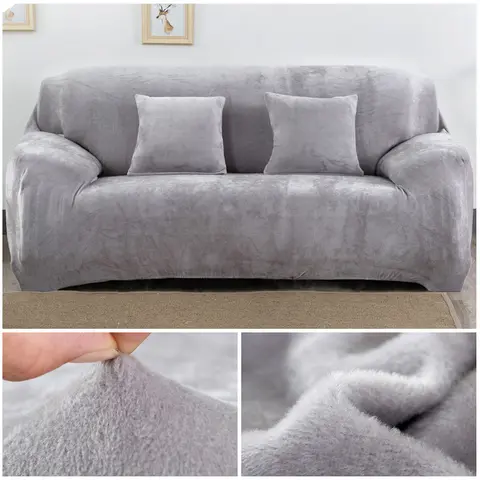 Solid Color Plush Sofa Cover coolazy
