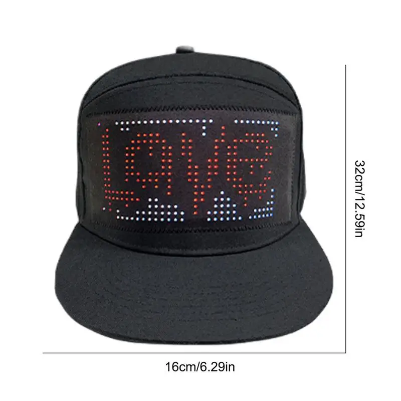 Chapéu LED engraçado chapéu legal editável, tela removível, fácil de aplicar, controle de aplicativo móvel, Hip Hop, dança de rua, trajes DJ