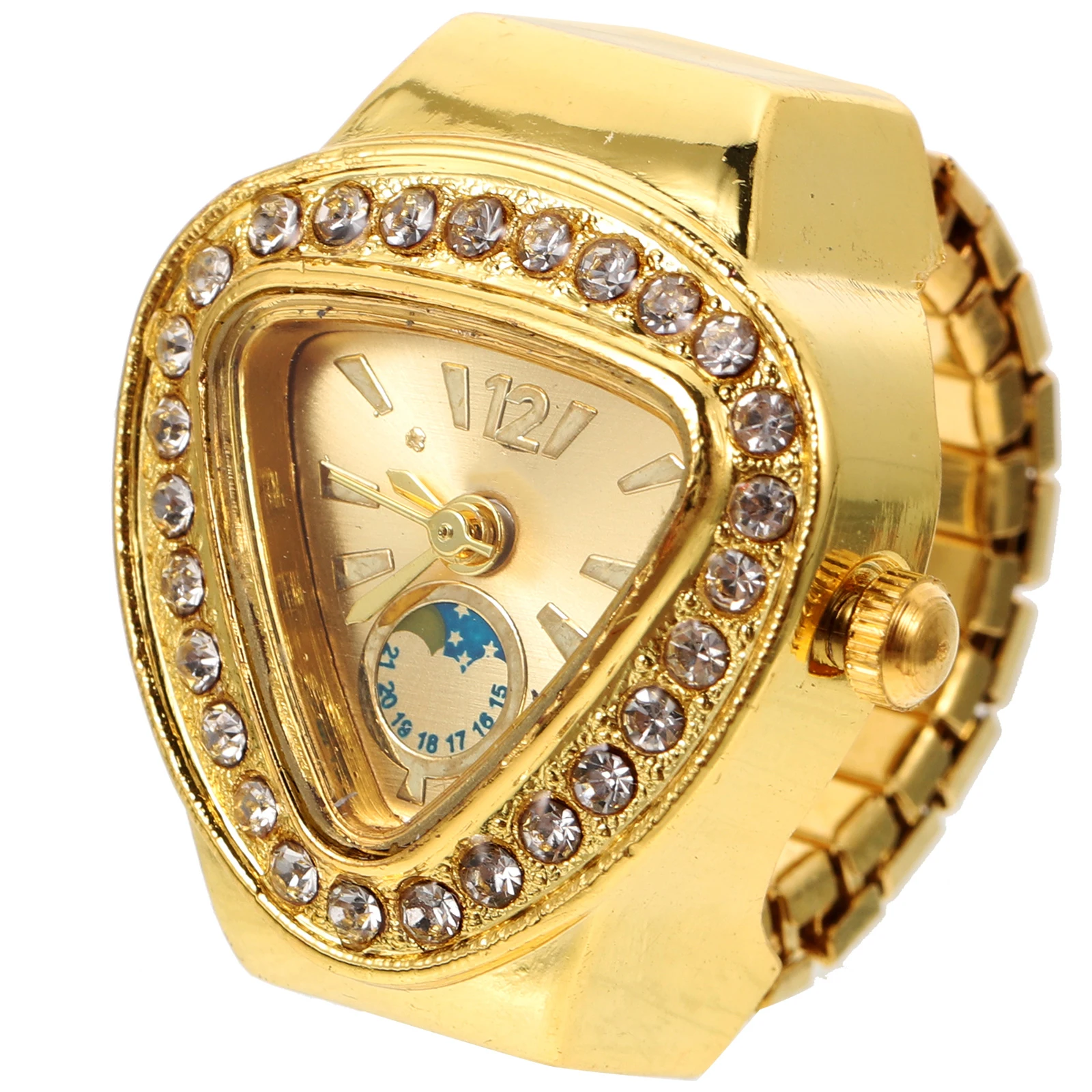 

2pcs Mini Ring Watch Creative Decorative Watches for Students Elastic Casual Glass Durable Golden Novelty Accessories Party
