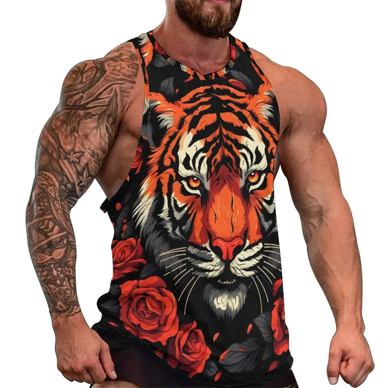 Newest Fashion Tiger 3D Print Men's Tank Tops Casual Hip Hop Graphic Streetwear Fitness Tops Tees Men Summer Sleeveless Shirts