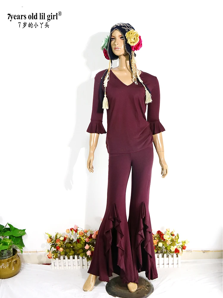 سراويل ضيقة للرقص الشرقي من القطن الليكرا مع يوجا قوطي منتفخ للنساء H930