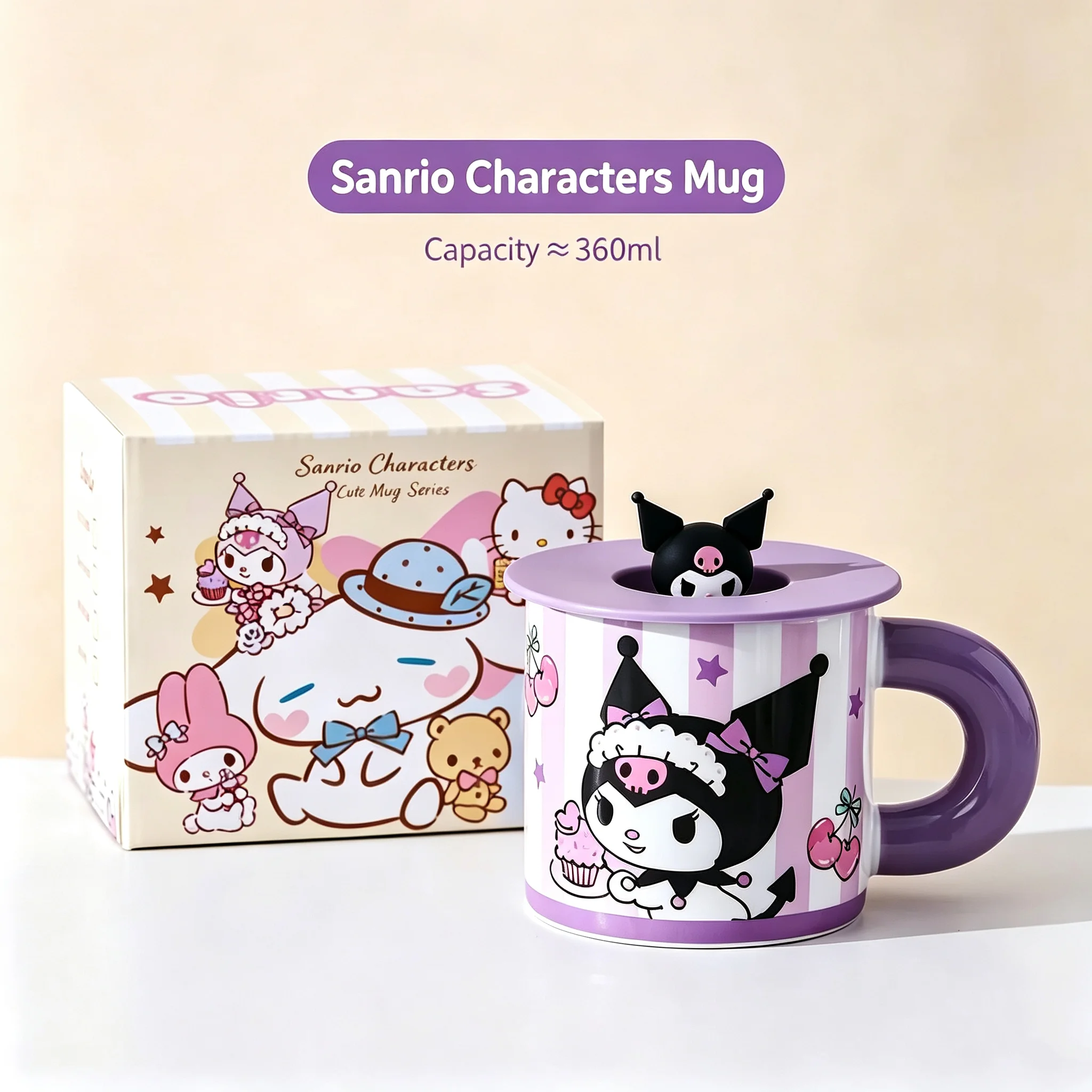 360ML Sanrio Characters Hello Kitty My Melody Cinnamoroll Kuromi Genuine Ceramic Mug Cute Girl's Heart Creative Pretty Gift