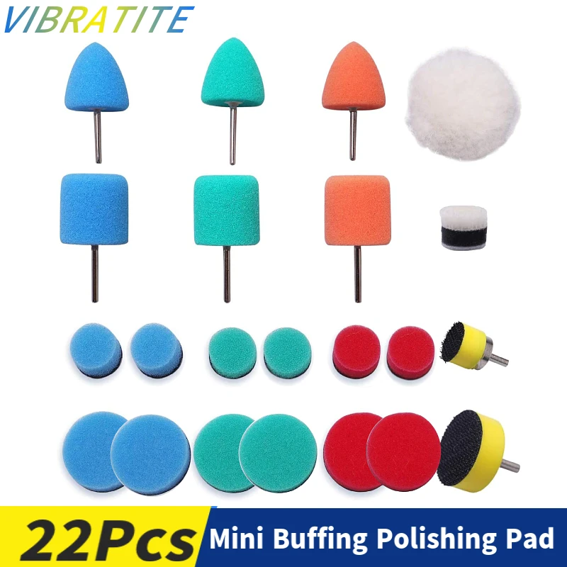 22 Pcs Mini Buffing Polishing Pad Foam Car Buffing Kit for Rotary Tools, Electric Drill, for Detailing Waxing and Sealing Glaze