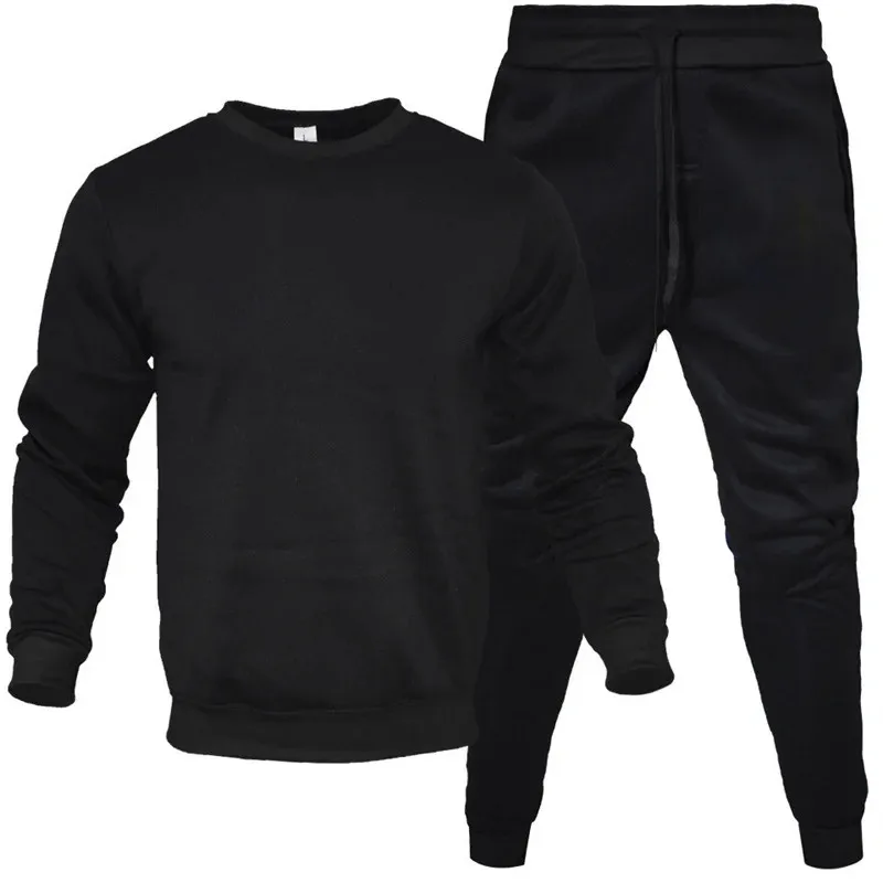 Men Tracksuit 2 Pieces Sets Hooded Sweatshirt +Drawstring Pants Male Hoodies Running Sportswear Men Women Autumn Sportwear