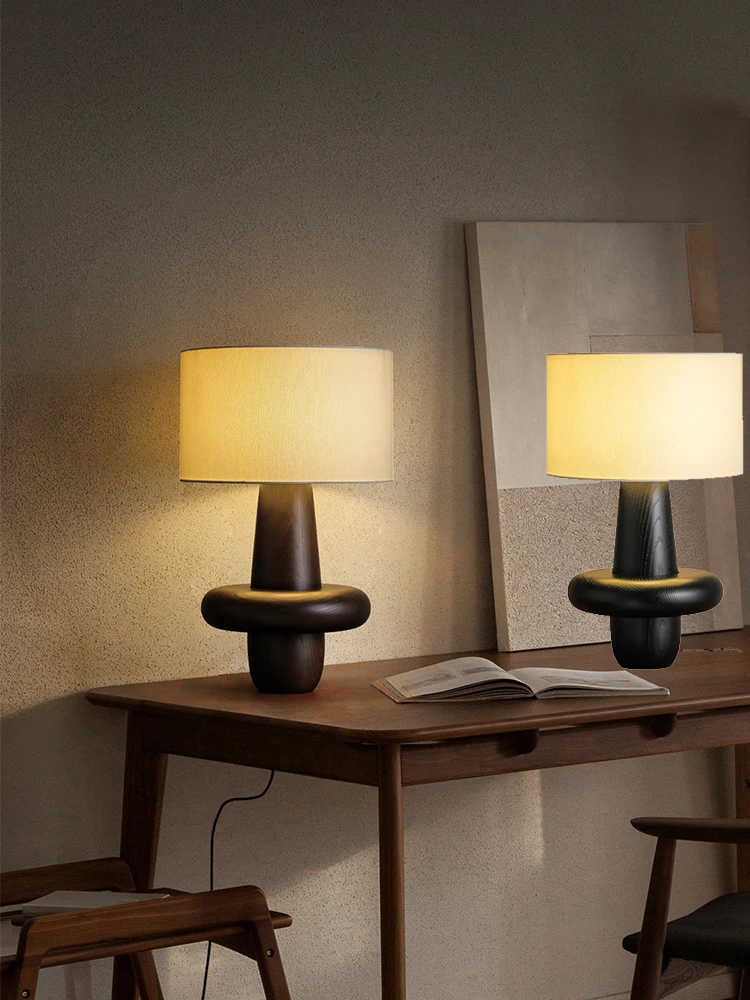 modern ash madeira led cabeceira abajur desk lamp decoracao interior sala de estar quarto estudo leitura pano abajur 01