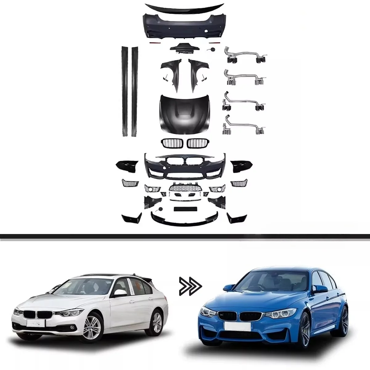 M3 Style Full Body Kit for BMW 3 Series F30 F35 2013-2019 Front Rear Bumper Side Skirts Car Conversion Appearance Set 2
