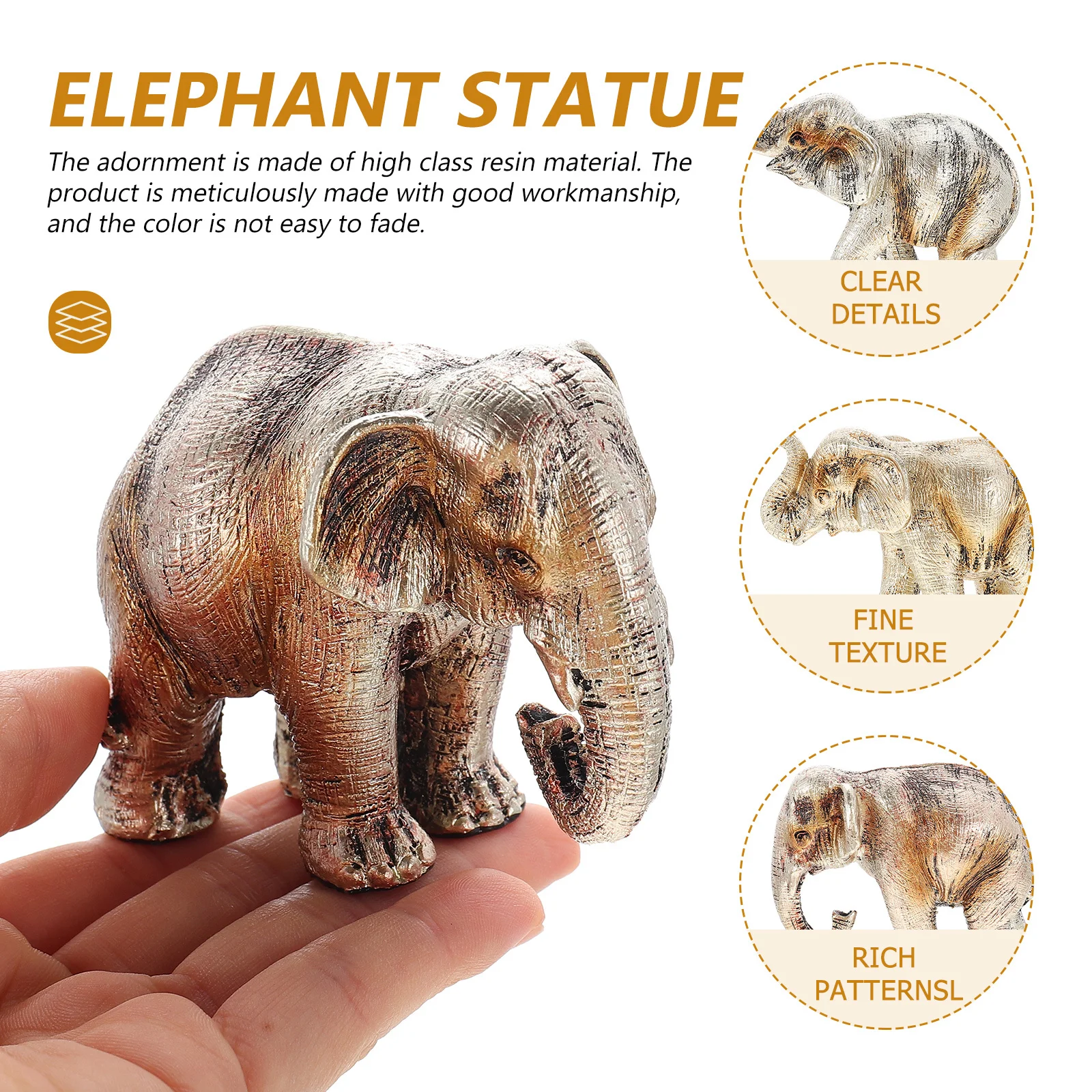 

3Pcs Home Desktop Decoration Resin Elephant Statue Fortune Ornament Tabletop Elephant Decor Fortune Home Decor